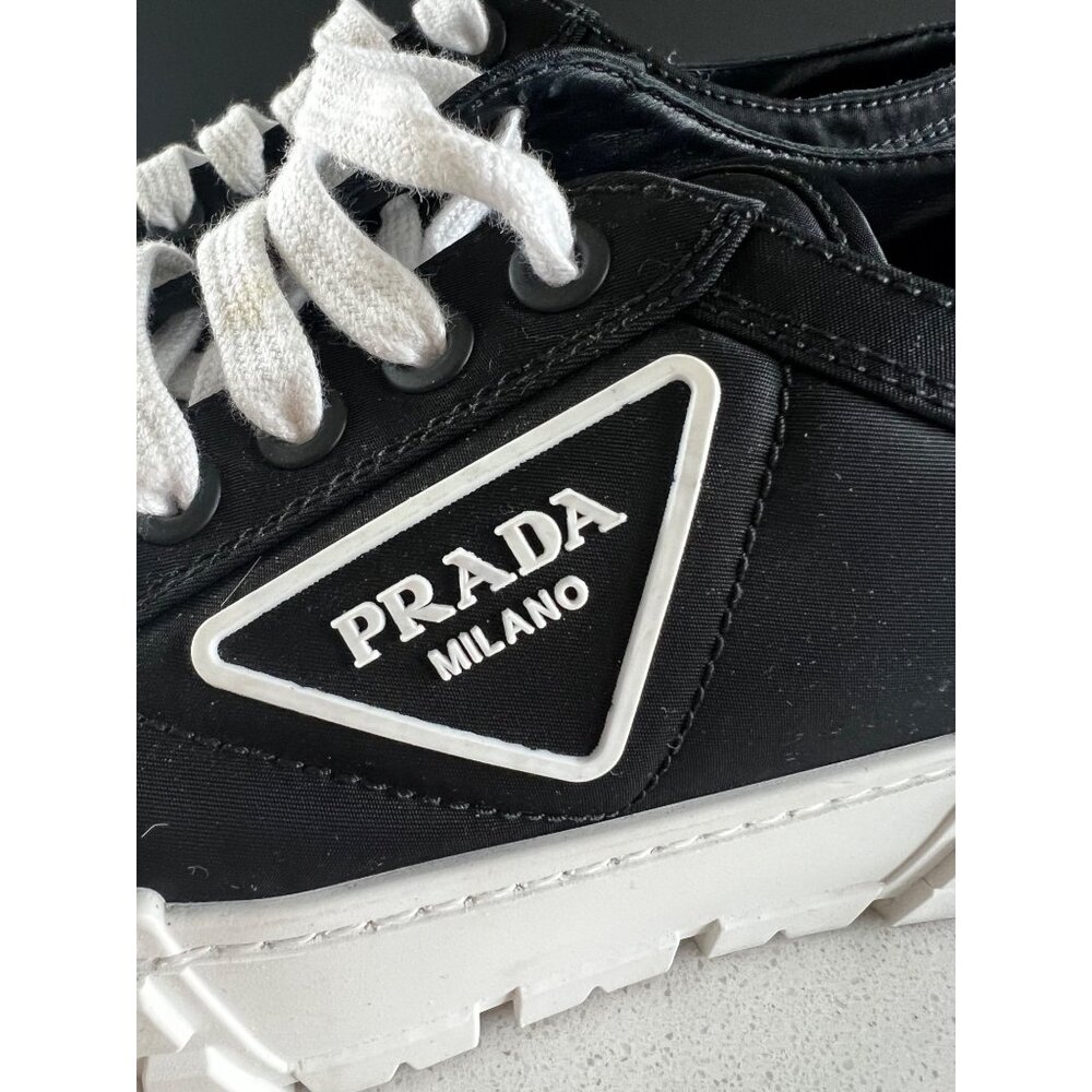 PRADA Re-Nylon Gabardine Logo Double Wheel 50mm BLACK Sneakers SIZE 38 - Picture 10 of 10